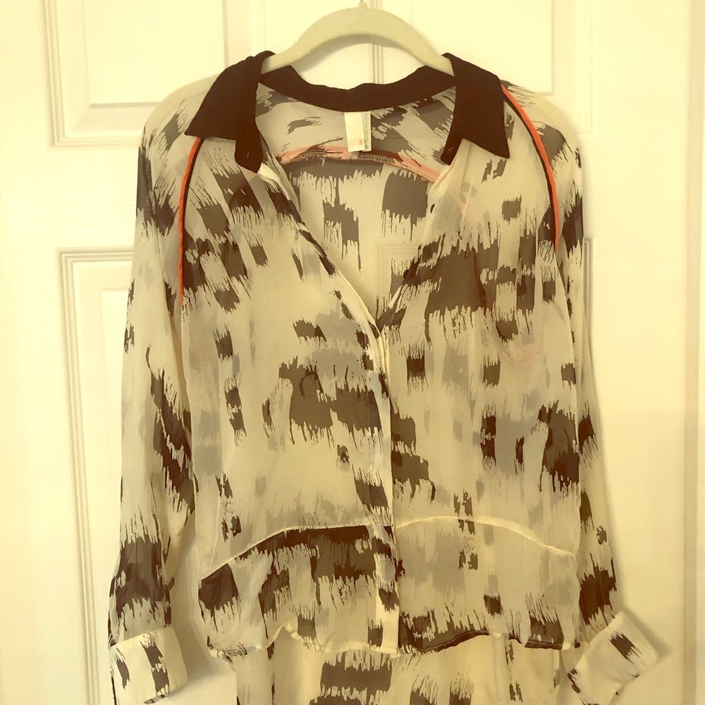 Sheer Button Up Blouse - Size Small - image 1